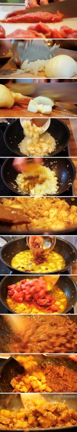 Currypfanne mit Rindfleisch und Apfel - Zubereitung