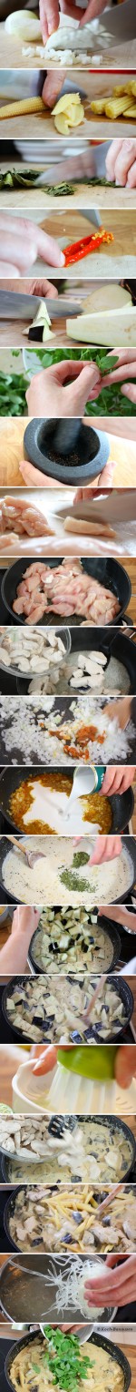 Thai Curry mit Augberginen und Thai-Basilikum - Zubereitung