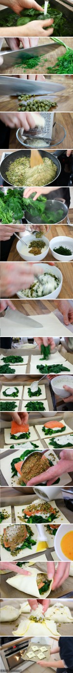 Senf-Lachs auf Spinat im Blätterteigmantel - Zubereitung